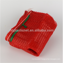 Tubular PE red plastic mesh bag in pieces factory to export